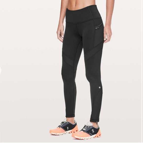 Lululemon Keep The Fleece Tight *28" Solid Black Leggings Pants Size 4 - Picture 1 of 13